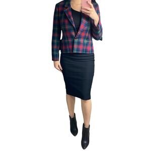 Vintage Pendleton 100% Wool Blazer Blue Plaid Single Breasted Lined Size Small